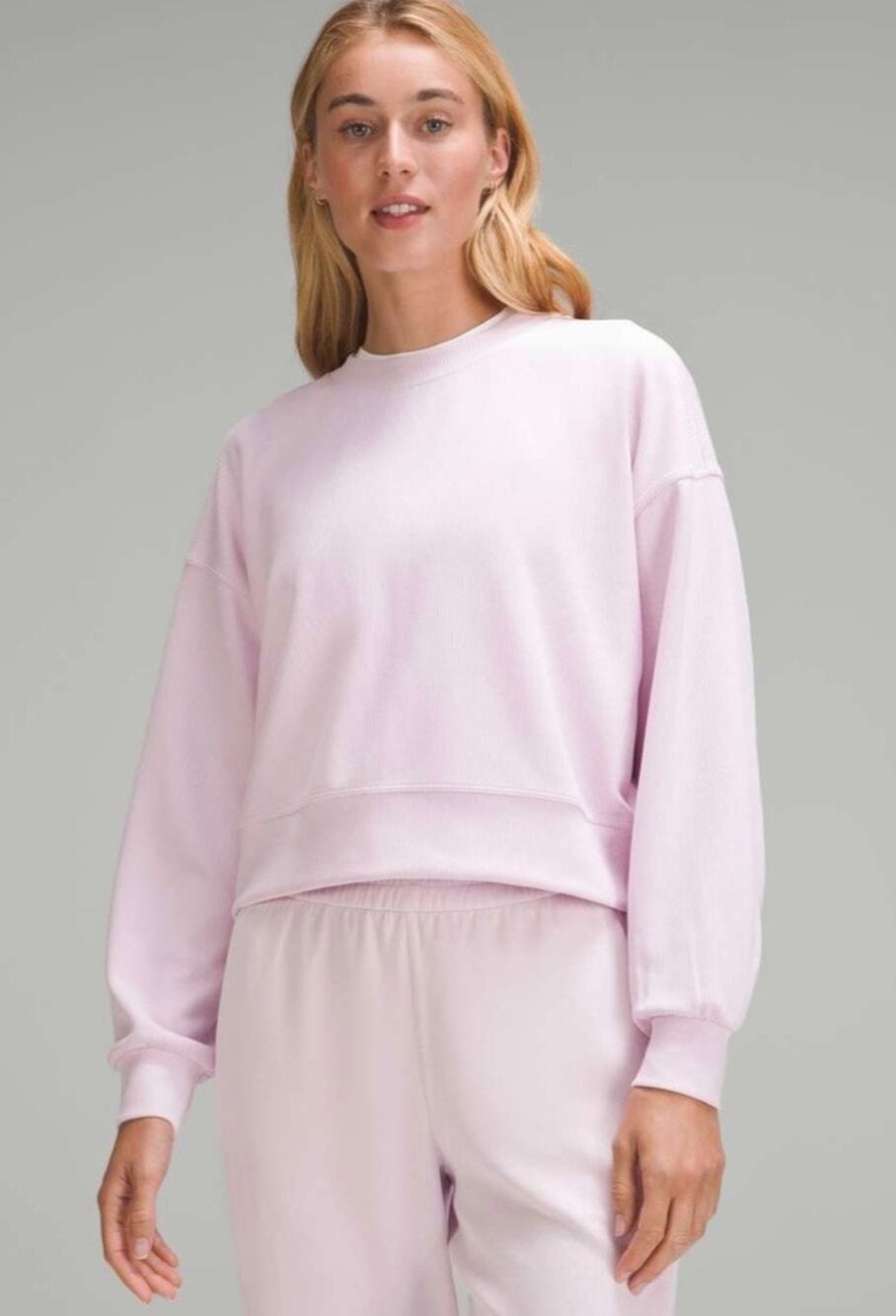 Lululemon Ribbed Softstreme Perfectly Oversized Cropped Crew Meadowsweet Pink 6